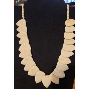 Vintage Polished Carved Bone Necklace in the Shape of Circles